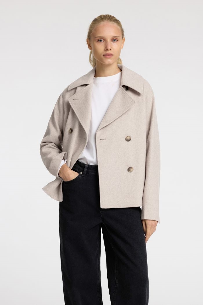 Alma wool jacket short, Sandshell melange 